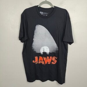 Fright Rags Jaws T-Shirt Mens Large Black Shark Fin Movie Graphic‎ Tee Horror